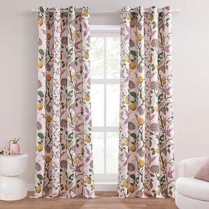 Floral Lemon Hummingbird Curtains Patterned Waverly Mid-Century Style